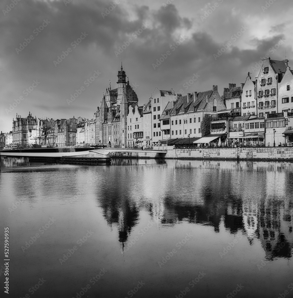 Fototapeta premium Old Gdańsk in white and black analog photography