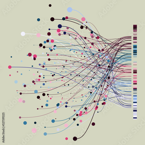 Abstractly arranged colored dots. Vector.
