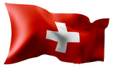Flag of Switzerland waving in the wind.