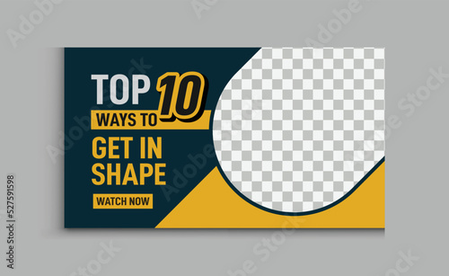 gym and fitness training, exercise youtube thumbnail, and web banner template Vector design, ways to shape body