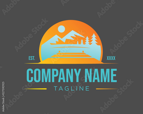 Lakeside view simple logo very suitable for adventure company