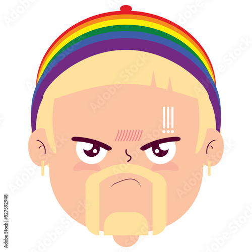 LGBTQ man angry face cartoon cute