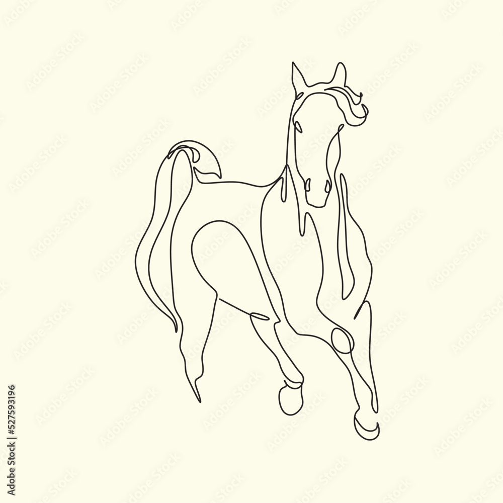 Obraz premium Continuous line drawing of horse. Single line art animal horse vector illustration