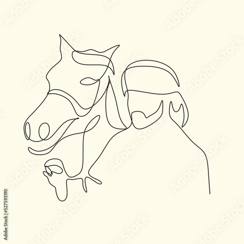 Arab man with araian horses vector line art. Arabian man wit traditional clothes riding his horse line drawing photo