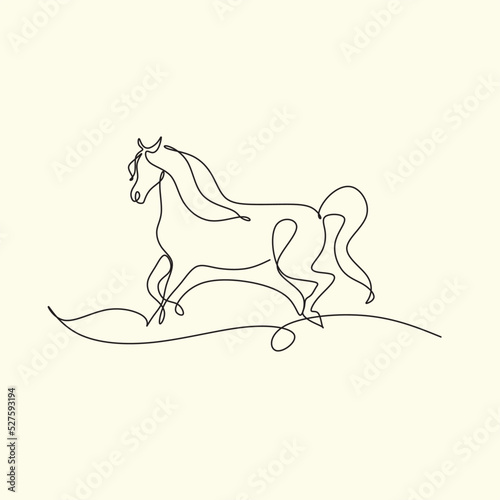 Continuous line drawing of horse. Single line art animal horse vector illustration