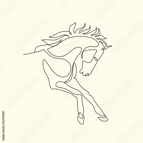 Continuous line drawing of horse. Single line art animal horse vector illustration