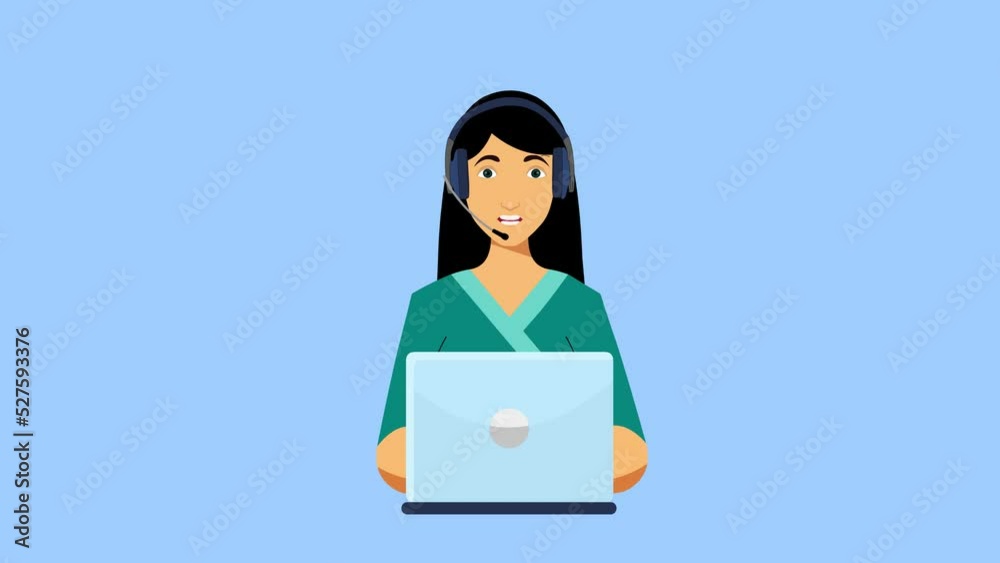 call center operator female animation customer service call online customer support 4k Video call center operator female animation customer service call online customer support 4k Video
