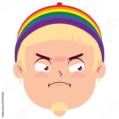 LGBTQ man angry face cartoon cute