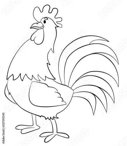 Rooster. Element for coloring page. Cartoon style.