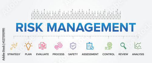Risk Management concept modules vector icons set infographic background.