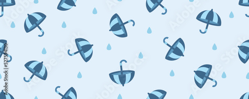 Rainy season and umbrella pastel doodle cartoon banner background