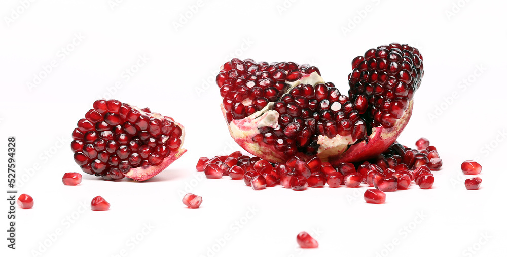Exotic and delicious pomegranate on white background Exotic and delicious pomegranate on white background