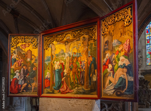 The Schäufelein altar from 1520 in the collegiate church of Tübingen. Baden Württemberg, Germany
