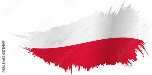 Flag of Poland in grunge style with waving effect.