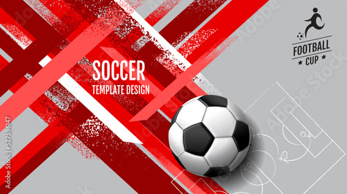 Soccer Layout template design, square, red  tone, sport background