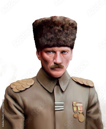 illustrated portrait of Mustafa Kemal Ataturk with transparent background photo