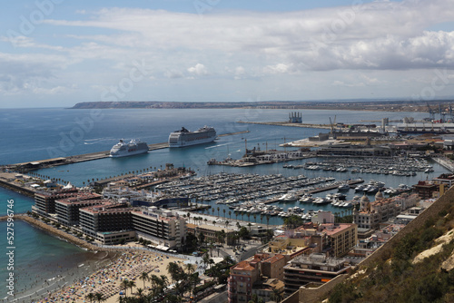 Sea view of city Alicante, Spain from mountain.