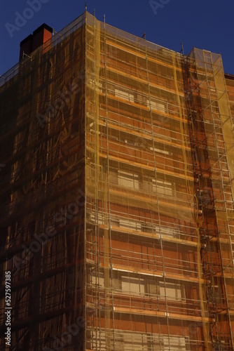 Scaffolding on the facade of a building photo