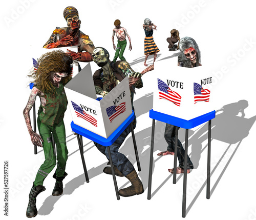 Vászonkép Zombies voting in election 3D illustration, political satire