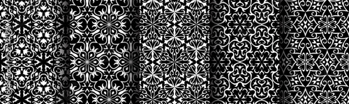 black and white pattern seamless ethnic background set bundle