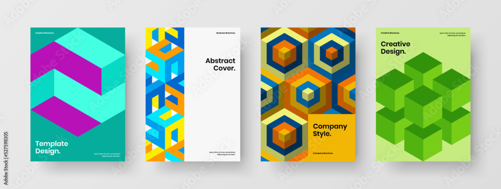 Clean mosaic pattern banner template set. Creative poster vector design concept bundle.