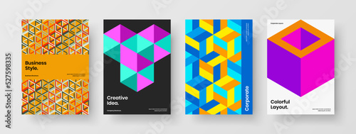 Original postcard A4 design vector concept composition. Fresh mosaic tiles corporate brochure illustration set.