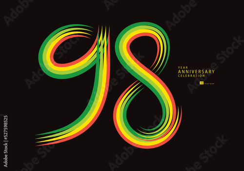 98 years anniversary celebration logotype colorful line vector, 98th birthday logo, 98 number design, Banner template, logo number elements for invitation card, poster, t-shirt.