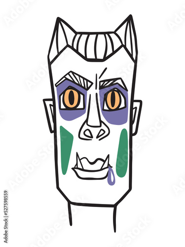 Vector character vampire. Monster head illustration. Halloween character.