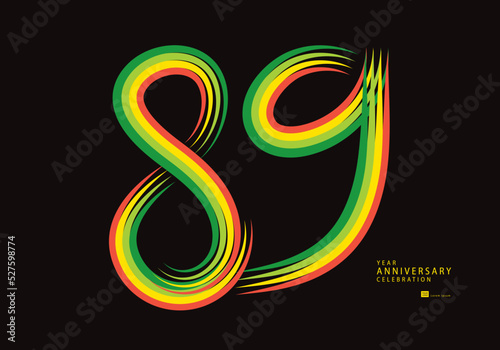 89 years anniversary celebration logotype colorful line vector, 89th birthday logo, 89 number design, Banner template, logo number elements for invitation card, poster, t-shirt.