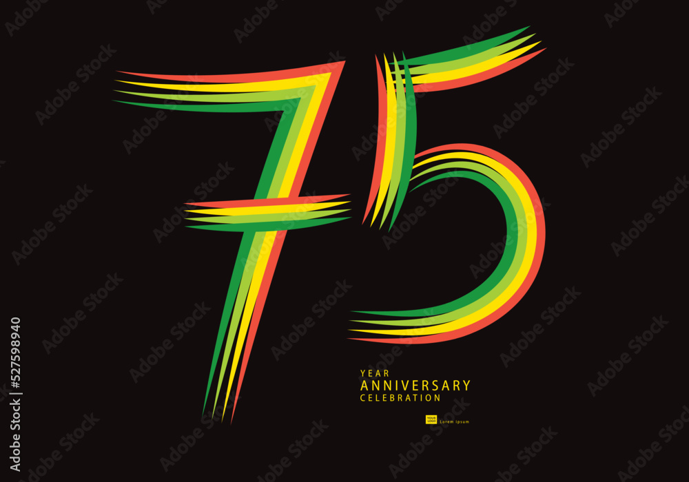 75 years anniversary celebration logotype colorful line vector, 75th birthday logo, 75 number design, Banner template, logo number elements for invitation card, poster, t-shirt.