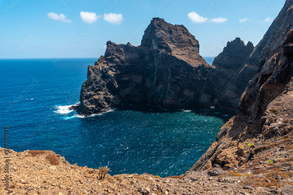 View from the viewpoint of the colorful rock formations at Ponta de Sao Lourenco, Madeira coast. Portugal View from the viewpoint of the colorful rock formations at Ponta de Sao Lourenco, Madeira coast. Portugal