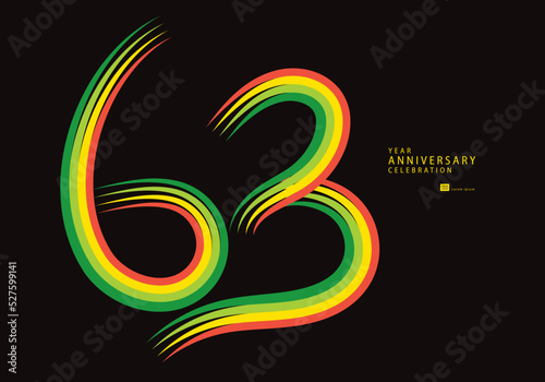 63 years anniversary celebration logotype colorful line vector, 63th birthday logo, 63 number design, Banner template, logo number elements for invitation card, poster, t-shirt.