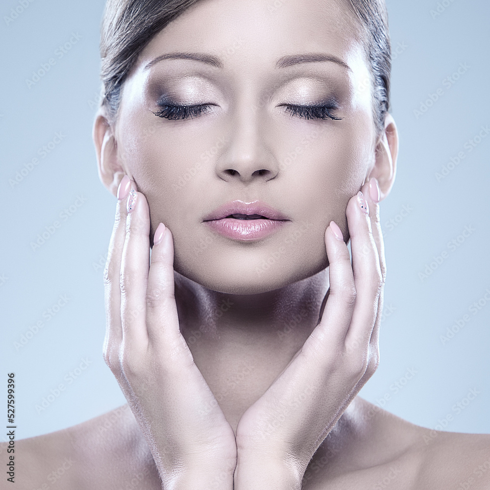 Natural looking woman enjoy her beauty