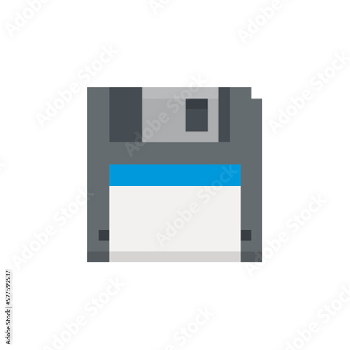 Floppy disk save icon. Pixel art stile. Video game 8-bit sprite. Isolated vector illustration. 