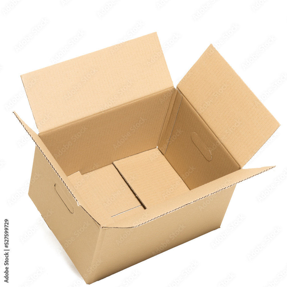 Empty and open box on the white background Empty and open box on the white background