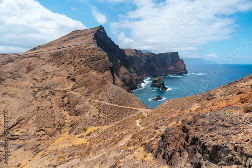 Trekking trail at Ponta de Sao Lourenco in the rock formations, Madeira © unai