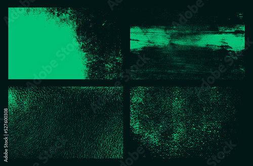 Grunge texture effect set. Distressed overlay rough textured. Abstract monochrome. Green isolated on dark background. Graphic design element halftone style concept for banner, flyer, poster, etc