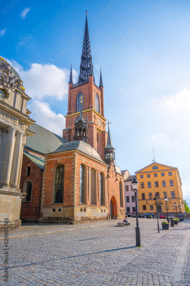 Fototapeta premium Riddarholmen Church on sunny day in Stockholm