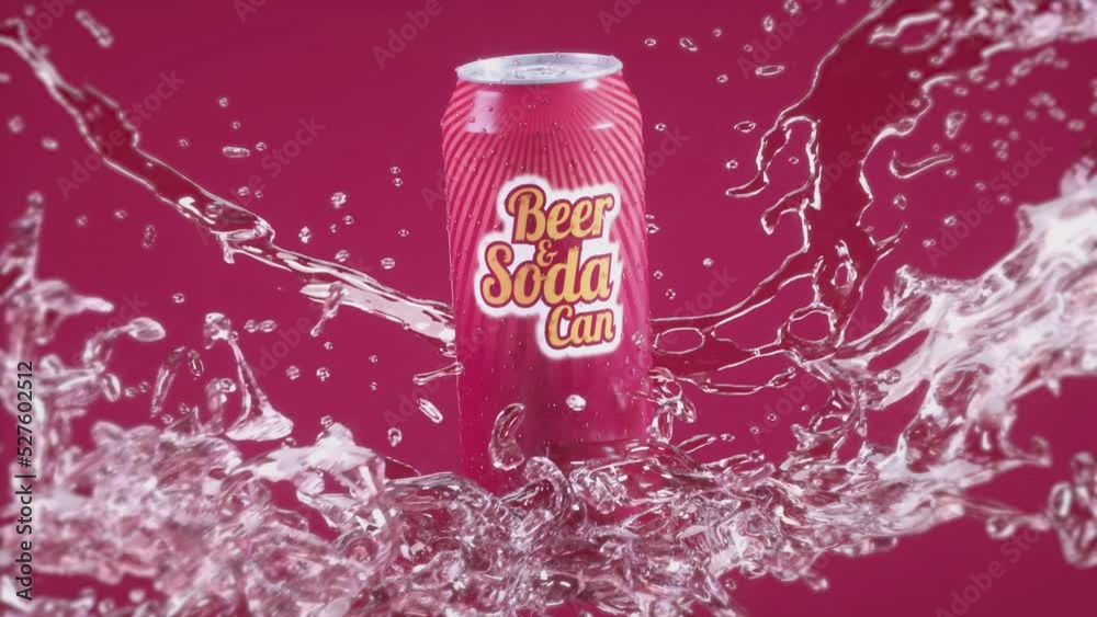 Beer and Soda Can with fresh splash 3D Looped