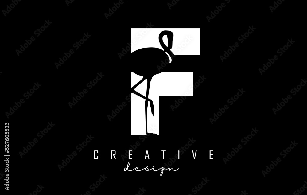 Vector illustration of abstract letter F with flamingo shape cut. Vector illustration of abstract letter F with flamingo shape cut.