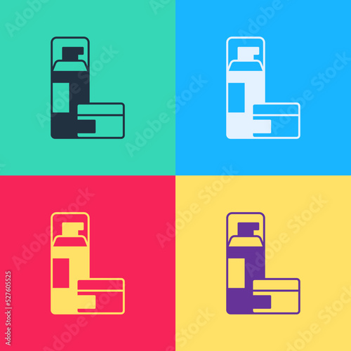 Pop art Shaving gel foam icon isolated on color background. Shaving cream. Vector