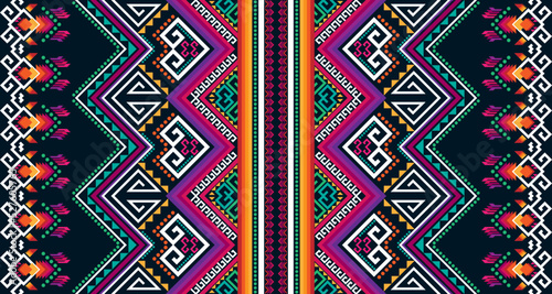 Abstract geometric vertical seamless pattern design indigenous black background EP.29
