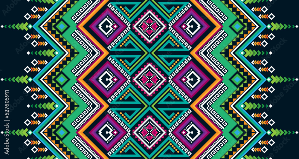 Abstract geometric vertical seamless pattern design indigenous black background EP.35