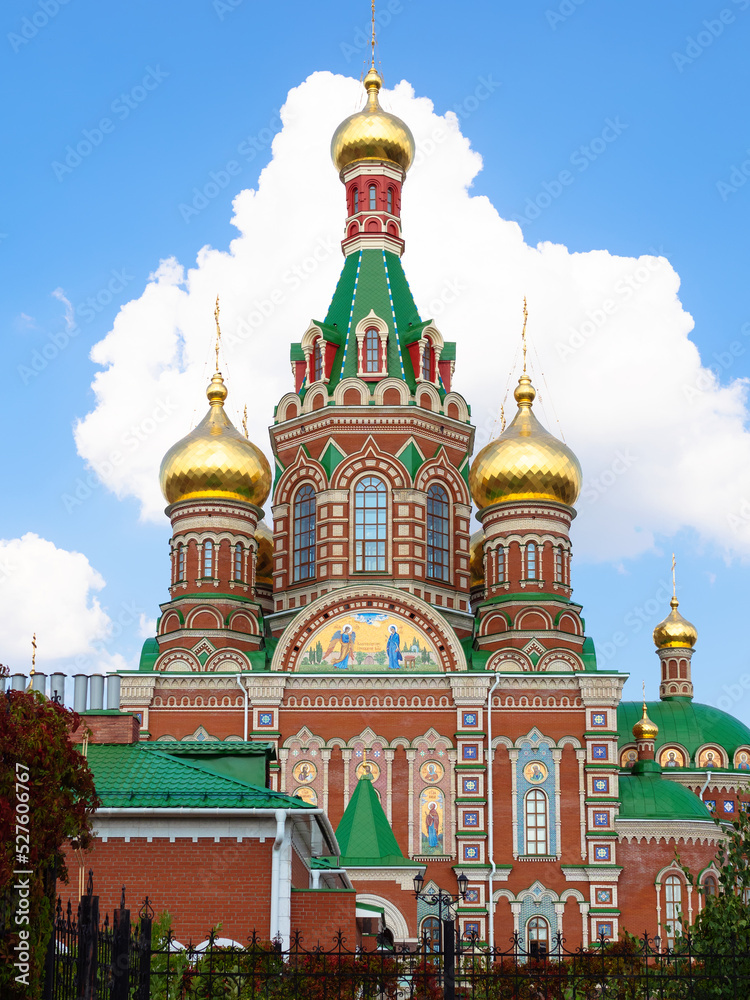 front view of Cathedral of the Annunciation of the Blessed Virgin Mary in Yoshkar-ola city on sunny summer day front view of Cathedral of the Annunciation of the Blessed Virgin Mary in Yoshkar-ola city on sunny summer day