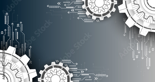 Gear circuit technology and engineering, connection system digital telecoms concept, futuristic technology background, EP.3