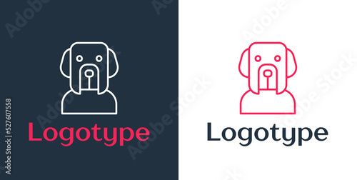 Logotype line Dog icon isolated on white background. Logo design template element. Vector