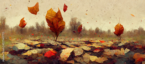 AI generated illustration of autumn leaves falling