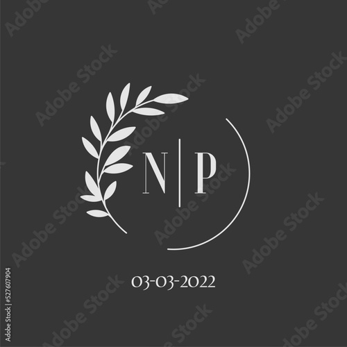 Initial letter NP wedding monogram logo design inspiration