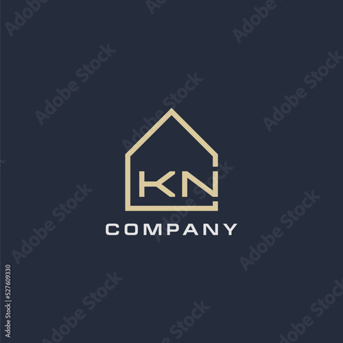 Initial letter KN real estate logo with simple roof style design ideas