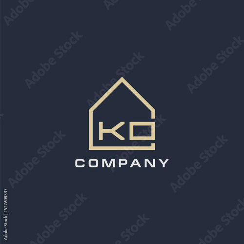 Initial letter KO real estate logo with simple roof style design ideas